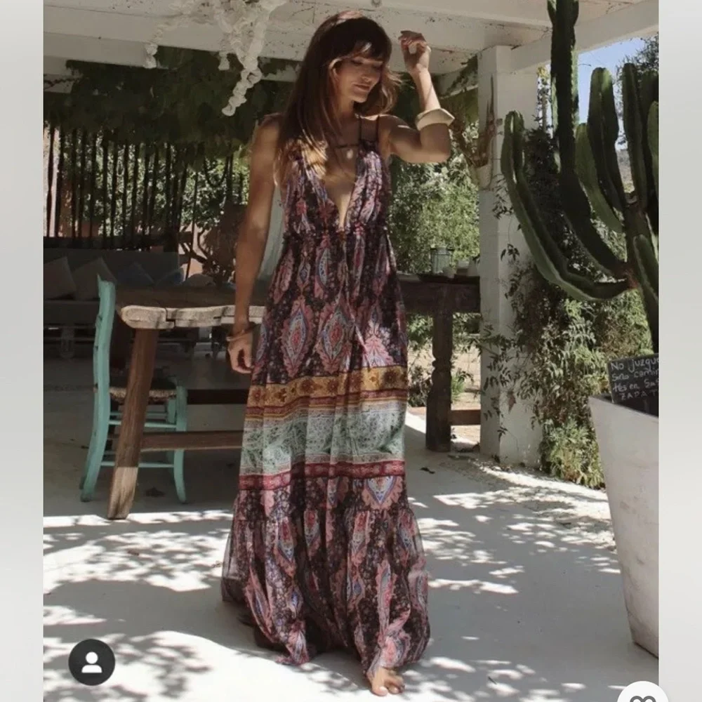 - ZARA LONG PRINT DRESS Multicolor - Picture 5 of 10